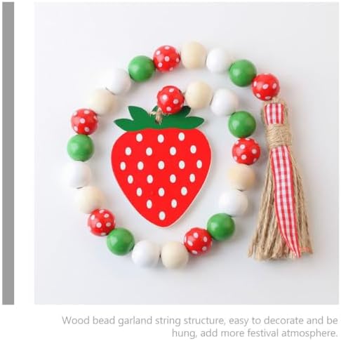Jojofuny 2pcs Strawberry Beaded Garland Tassels Wall Hanging Decor
