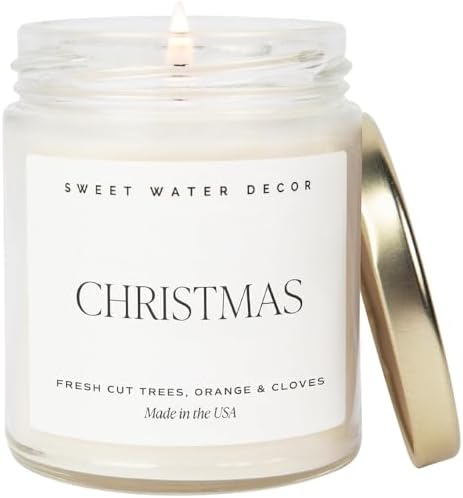 Sweet Water Decor Christmas Candle with Cinnamon and Clove Scents