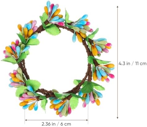 POPETPOP Easter Candle Wreaths 4PCS Artificial Berry Candle Holders for Spring Decor