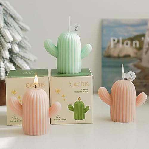 Cactus Shaped Candles with 4 Scents and Colors