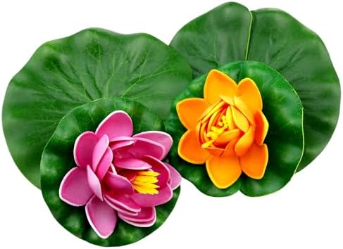 VAKTOK Artificial Pond Flowers 10PCS Decor Foam Water Lilies Lily Pads for Ponds Torus Plant Accessories