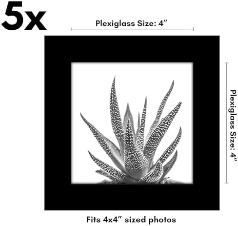 Americanflat 4x4 Picture Frame Set of 5 Black