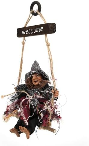 VINGVO Halloween Witch Broom Door Wreath Decor