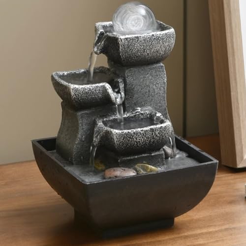 GRFIT Tabletop Fountain with Rotating Beads and Flowing Water