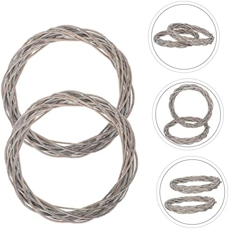2pcs Christmas Woven Decoration for Wreaths Natural Gray Rattan Frame