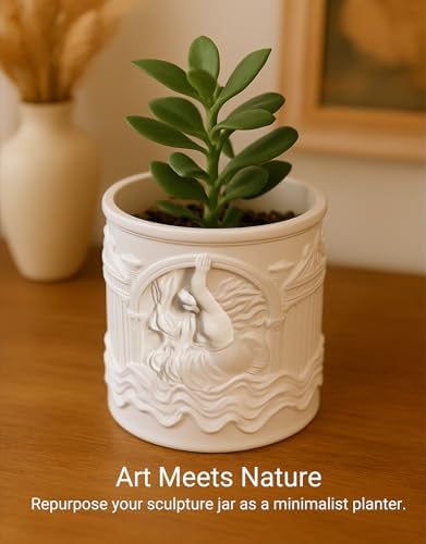 Neoclassical Sculpture Decor Jar for Desk Makeup and Candle Use