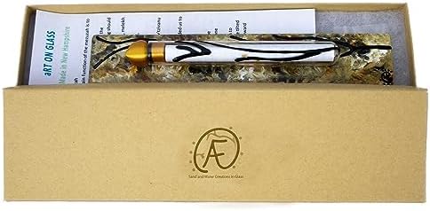 Hand Painted Mezuzah Case with Scroll 625 Inches Amber Brown Clear