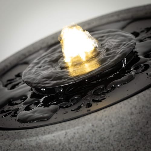 Sullivans Gray Small Pedestal Water Fountain with LED Light and Easy Setup Pump
