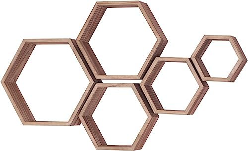 PHOENANCEE Hexagon Floating Shelves Set of 5
