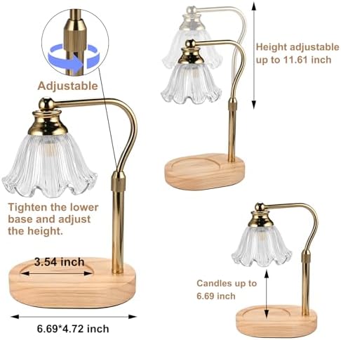 Womens Gift Height-Adjustable Flower Candle Warmer Lamp with Timer and Dimmer
