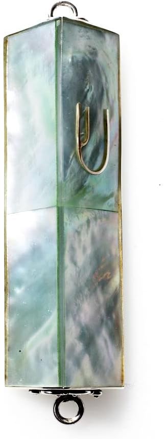 GIFTS PLAZA Judaica Mezuzah Case Triangle 3 Inch Green Mother of Pearl