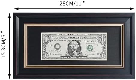 Dollar Bill Frame with Black Mat or Display 4x9 Picture Without Mat
