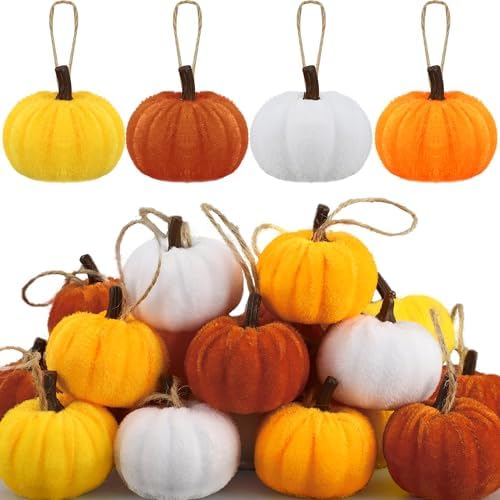 16PCS Fall Thanksgiving Pumpkin Hanging Velvet Decorations