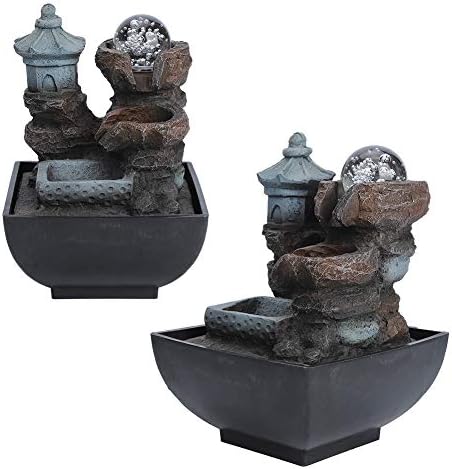 Zerodis Water Fountain Indoor LED Tabletop Fountain Decoration Gift