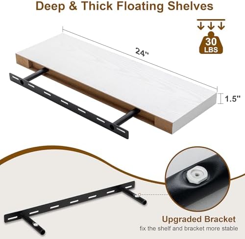 Fun Memories 24 Inch Floating Shelves Set of 2 White