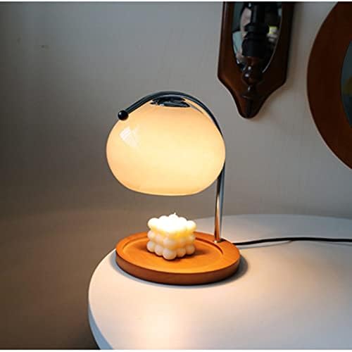 Retro Wood Candle Lamp with Glass Warmer and Dimmable Light