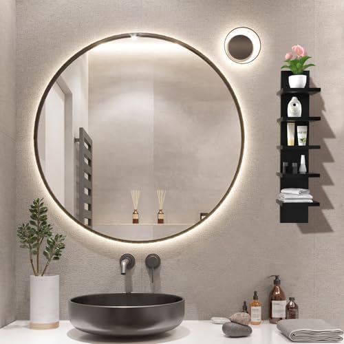 5 Tier Floating Wall Shelves Black Modern Design