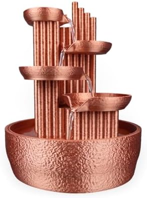 4-Tier Copper-Colored Tabletop Water Fountain with 85W x 85L x 7H Inches