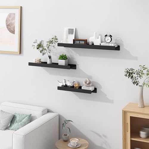 Dancrul Floating Shelves Wall Mount 2 Pack Black 12 Inch