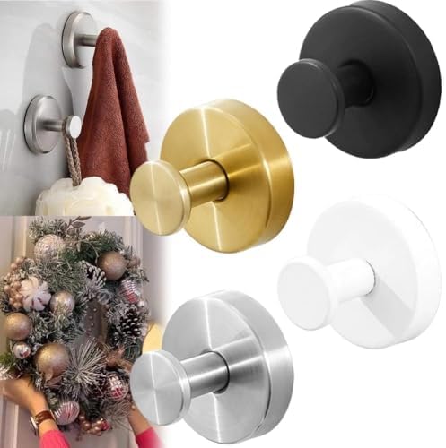 2 Pack Stainless Steel Wreath Hanger - Front Door Garland Hanger with Suction Cup
