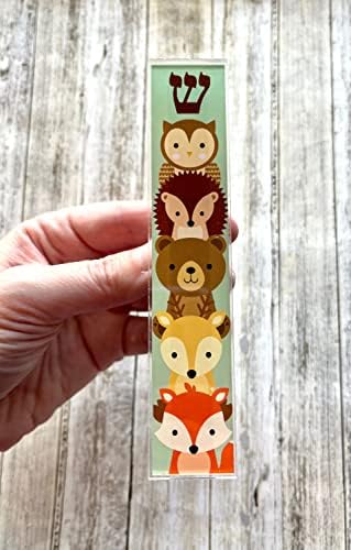 Childrens Mezuzah Scroll Case with Acrylic Aluminum Design