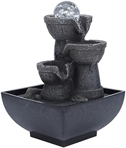 LED Tabletop Fountain with Waterfall and Ball for Home Office Decor