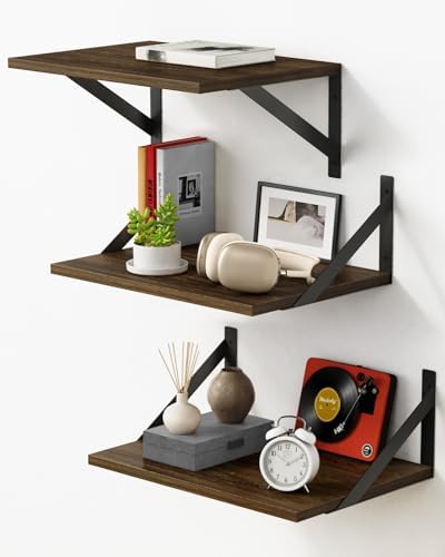 Forbena 12 Inch Deep Floating Shelves Set of 3 Heavy Duty Wall Shelves for Kitchen Storage