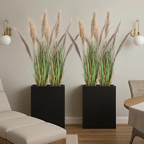 Jexine 2 Pcs Artificial Pampas Grass Plants 4ft Tall Decorative Greenery for Home Office