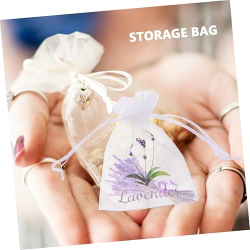 50pcs Lavender Sachet Bags Empty Drawstring Pouches Small Mesh Storage Bags for Dried Flowers Spices