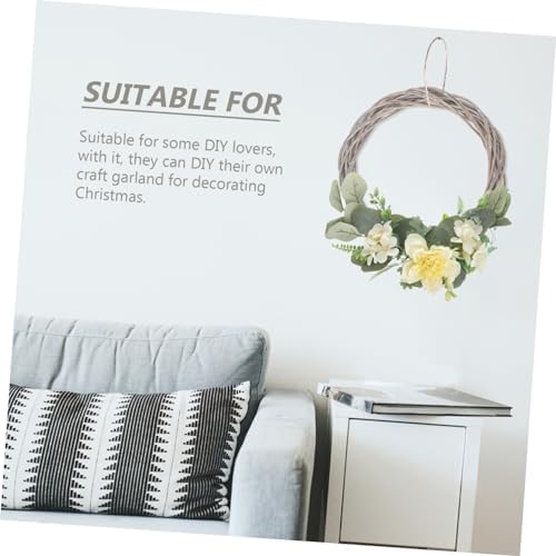 2pcs Christmas Woven Decoration for Wreaths Natural Gray Rattan Frame