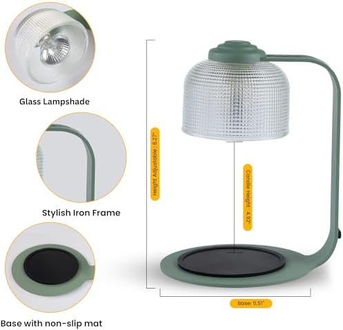 Candle Warmer Lamp with Timer - 492 Tall Green Metallic Frame