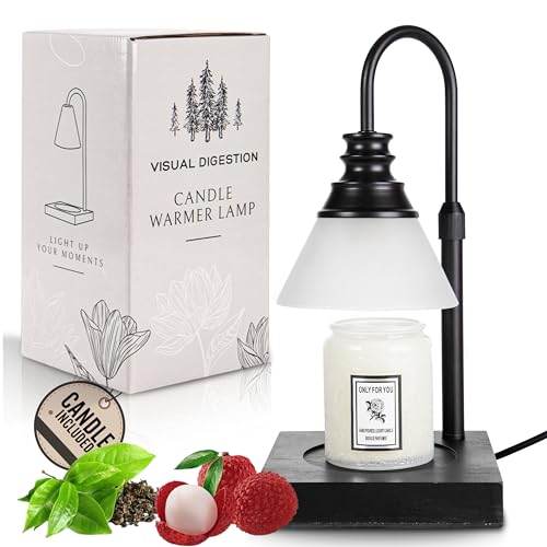VISUAL DIGESTION Candle Warmer Lamp for Large Jar Candles - Electric with Timer and Dimmable 3000K