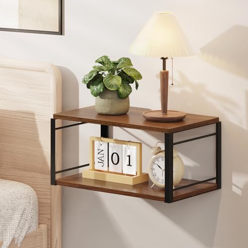 Vintage Brown Floating Nightstand for Bedroom