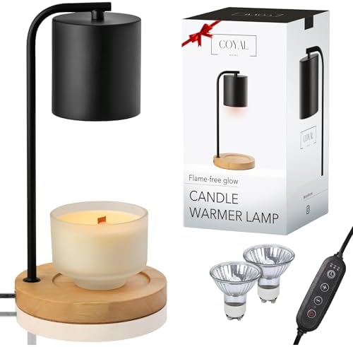 Coyal Flameless Candle Warmer Lamp with Timer and Dimmer - Black Wood