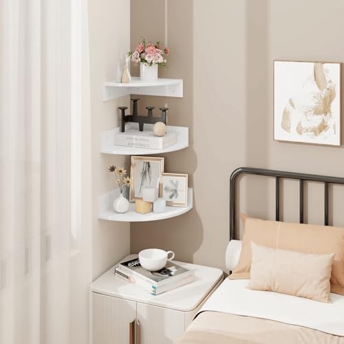 Homode Set of 3 Floating Corner Shelves White