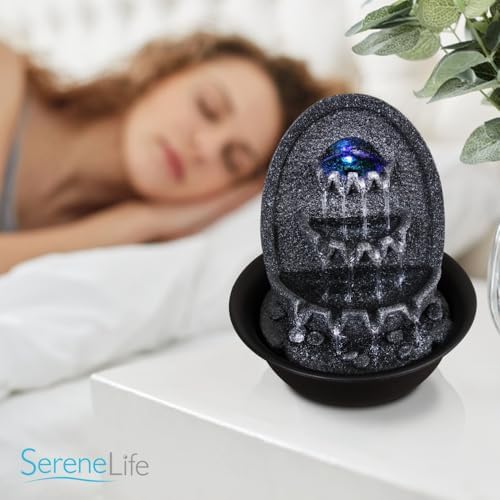 SereneLife 3-Tier Desktop Electric Fountain with LED Lighting