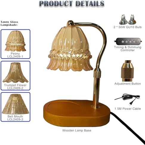 Fragrance Candle Warmer Lamp with Timer Dimmer and Adjustable Height