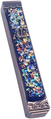 Sparkling Art Glass Mezuzah - 35 Inch Blue