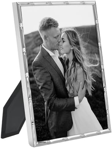 Americanflat 5x7 Bamboo-Style Picture Frame - Silver