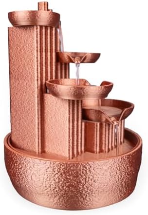 4-Tier Copper-Colored Tabletop Water Fountain with 85W x 85L x 7H Inches