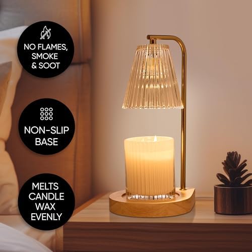 Sheffield Home Glass Candle Warmer Lamp - Gold Ribbed 13x7