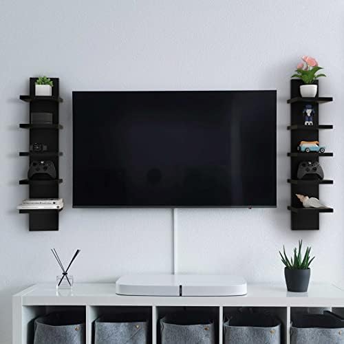 5 Tier Floating Wall Shelves Black Modern Design
