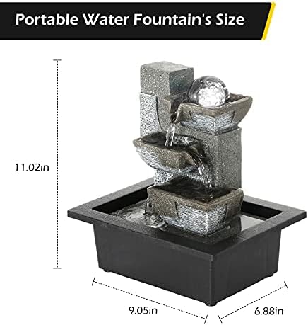 Dyna-Living 2pcs Tabletop Waterfall Fountain with LED Light