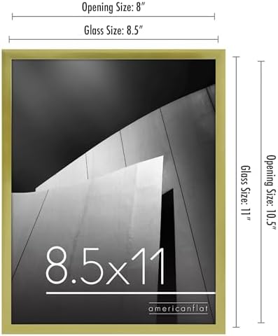 Americanflat 85x11 Gold Picture Frame with Shatter-Resistant Glass