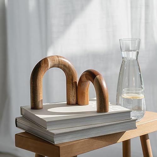 Wood Arch Bookshelf Decor - Modern Home Accent