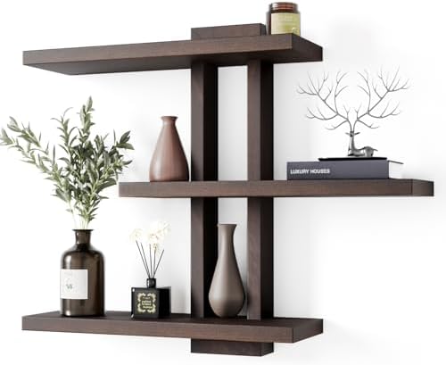 Variable Wood Floating Shelves Set of 3 - Dark Walnut