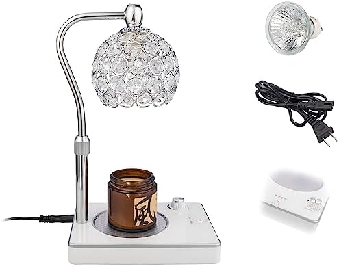 Elegant Adjustable Candle Warmer Lamp with Timer and Night Light - Silver