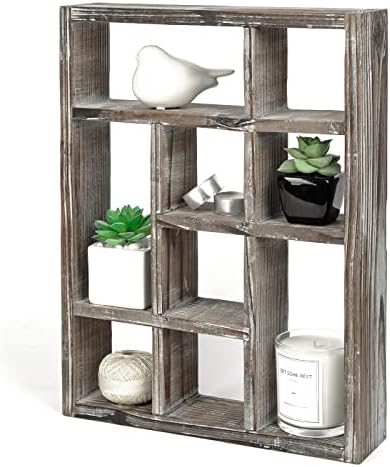 Rustic Multi-Slot Shelf Cube Display 9 Compartment
