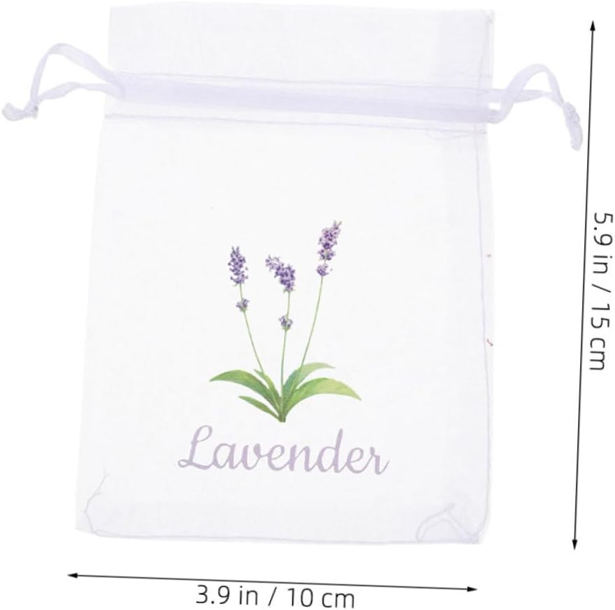 VOSAREA 20pcs Lavender Scented Sachets Drawstring Organza Mesh Bags for Home Storage and Freshening
