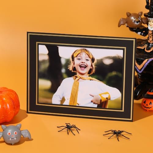 100Pack Black Paper Frames with Gold Trim and Easel